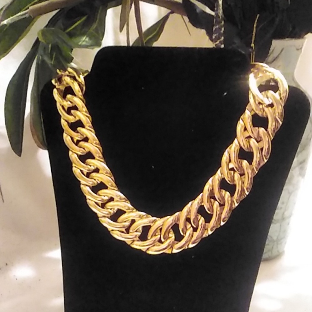 1980's Napier Chunky Wide Link Choker Necklace Vintage